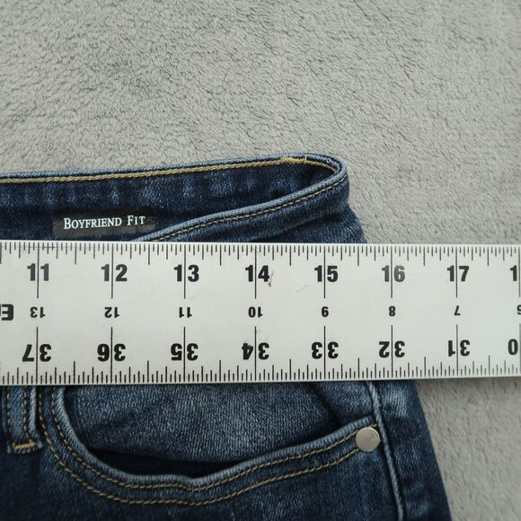 Judy Blue Jeans Juniors 11/30 Blue High-Rise Boyfriend Fit 27" Inseam Destroyed - Picture 3 of 16